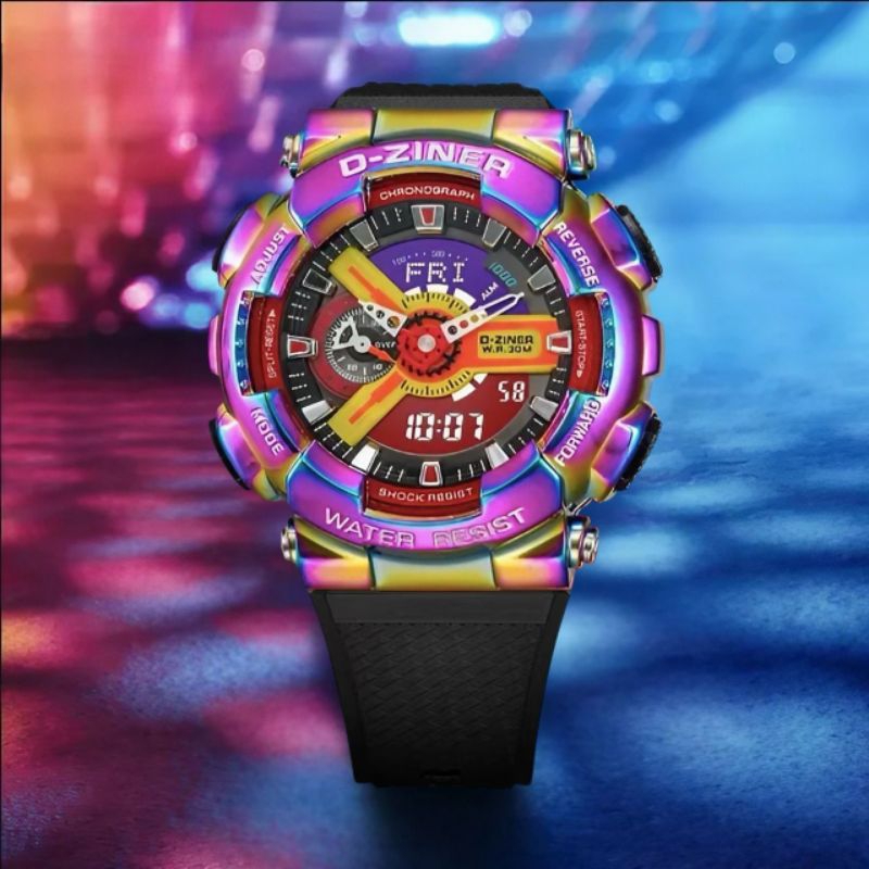 ( BISA COD ) ✅ JAM TANGAN PRIA / COWOK D-ZINER 8295 ORIGINAL RUBBER DOUBLE TIME || DIAMETER 4,8CM ||