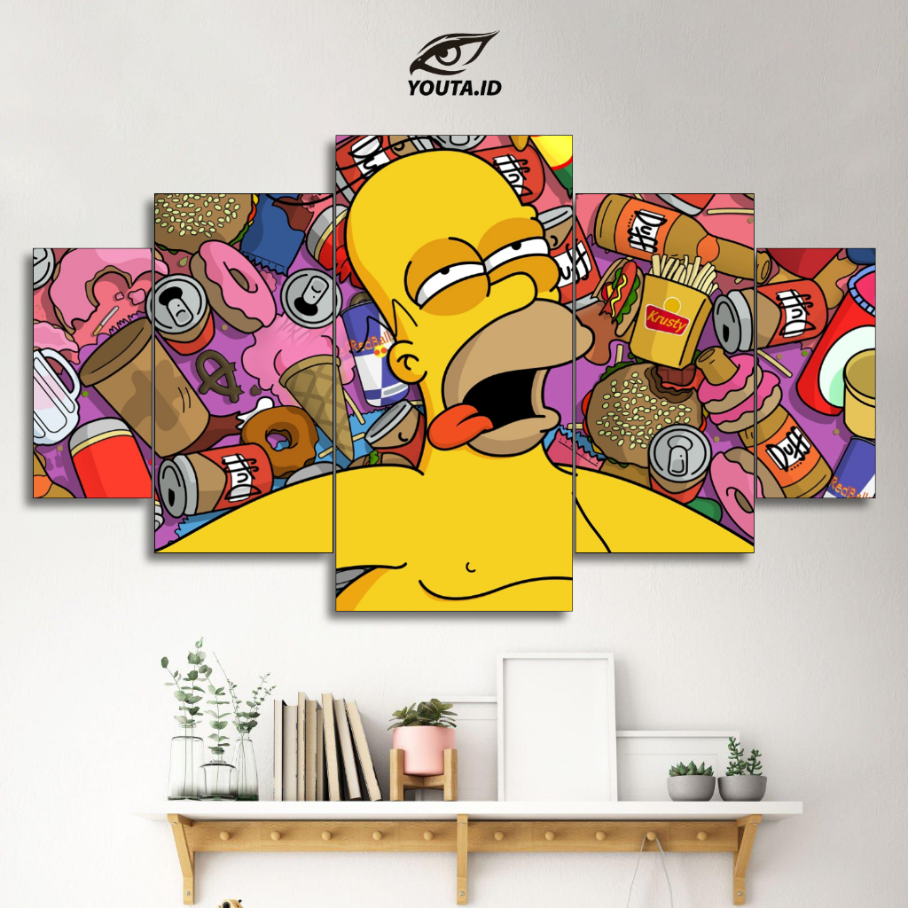 YOUTA.ID HIASAN PAJANGAN DINDING THE SIMPSONS POSTER 1 SET THE SIMPSONS 5 Pcs POSTER KAYU WALL DECOR