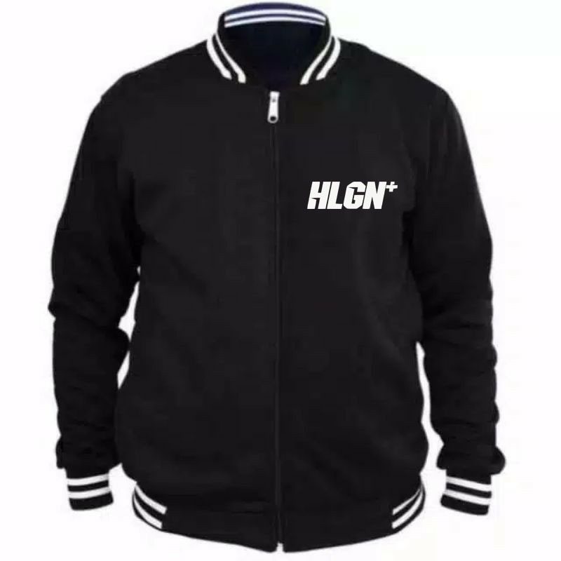 sweater jaket varsity HLGN sweater pria wanita jumbo resleting