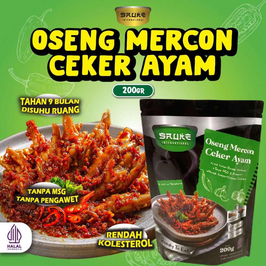 	 NEW MENU SAUKE Oseng Mercon Ceker Ayam/Lauk Instan Rendah Kolesterol/Lauk Siap Saji/Lauk Praktis Untuk Liburan	