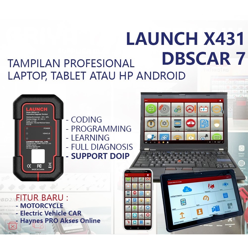 SCANNER Mobil Kemampuan TERLENGKAP LAUNCH X431 DBScar VII dengan Software PRO
