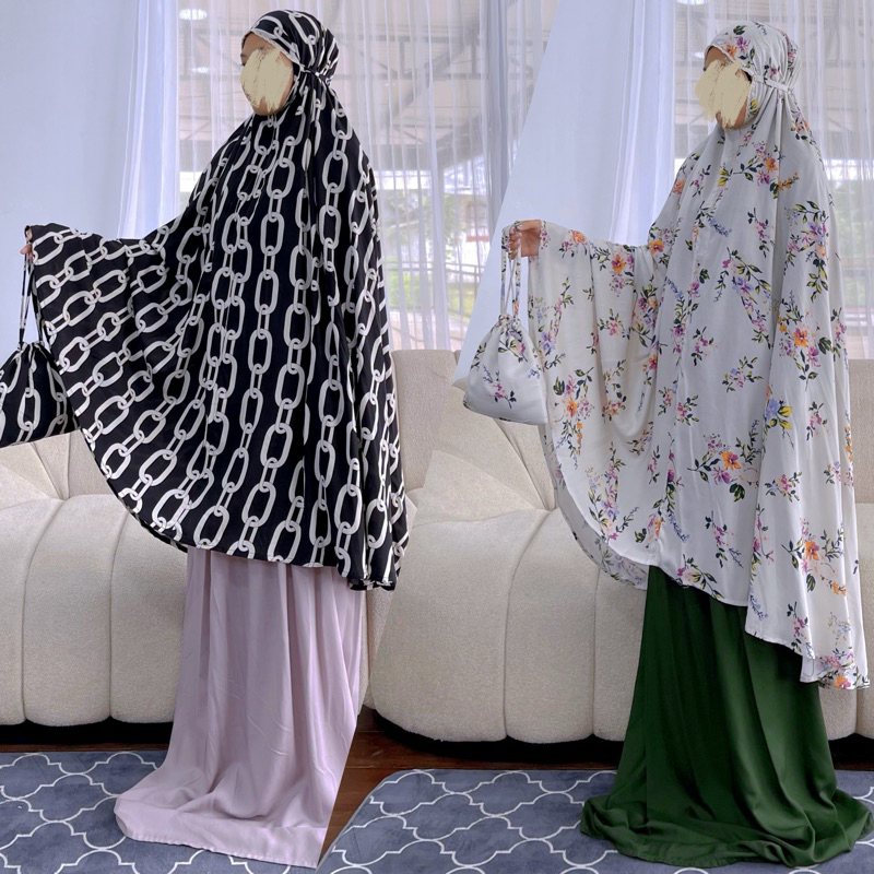 Mukena Rayon Dewasa 2 in 1 / Mukena Rayon Premium / Mukena Kombinasi / Mukena Atasan Full Motif Bawa