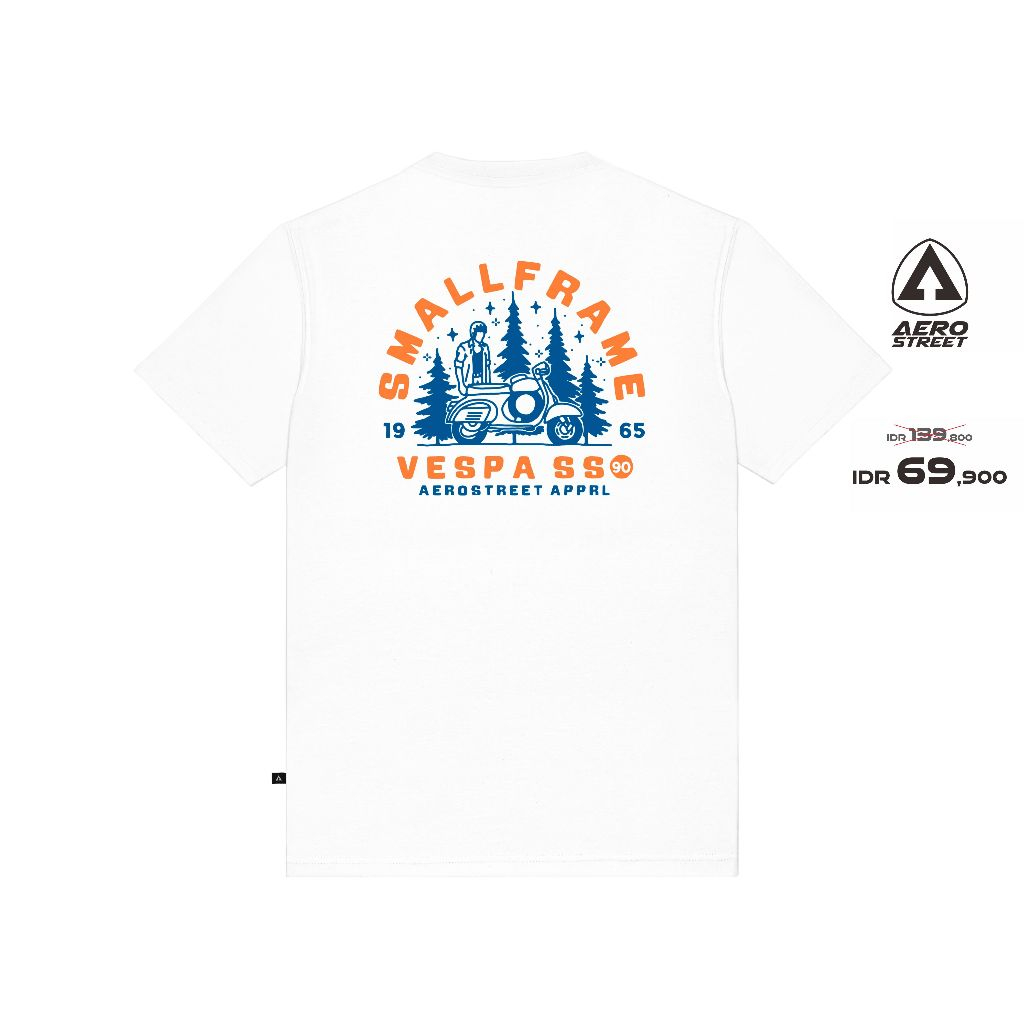 Baju Kaos Aerostreet T Shirt Vespa SS Putih Kaos T-Shirt Tshirt ABCAA