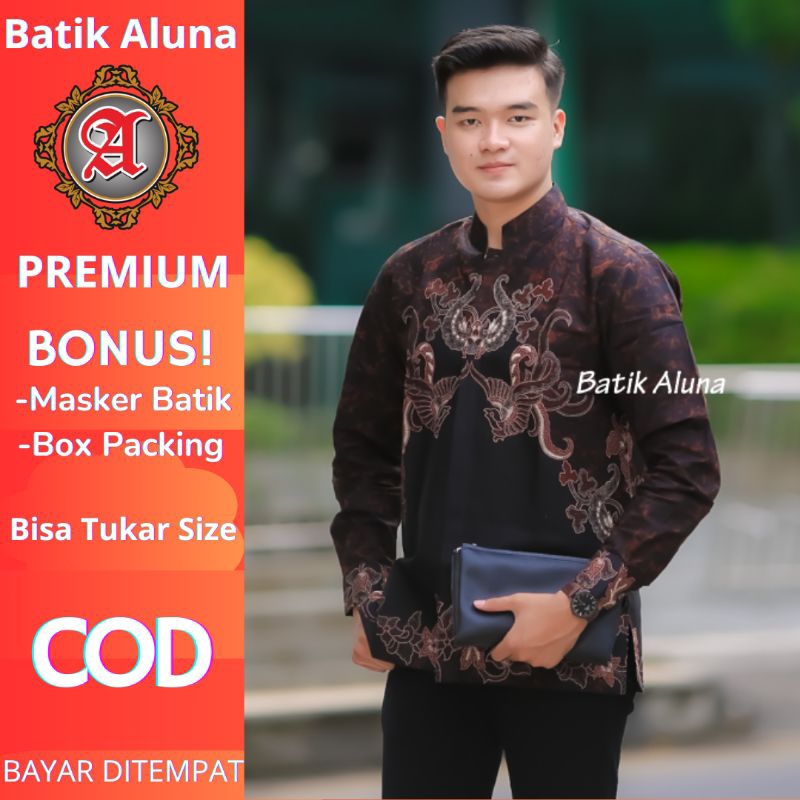 BATIK KOKO PRIA LENGAN PANJANG WARNA HITAM BATIK KOKO PREMIUM BAJU KOKO BATIK PRIA KOKO BATIK PRIA L