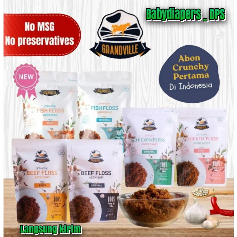 

GRANDVILLE Abon Cipung Ayam/Sapi/Ikan/Original/Spicy/Crunchy Non Msg/Abon Cipung Halal