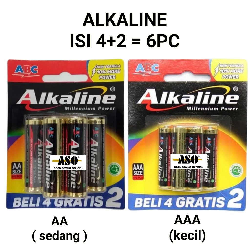 Baterai Battery Batere ABC Alkaline AA/AAA isi 6pc 1.5v