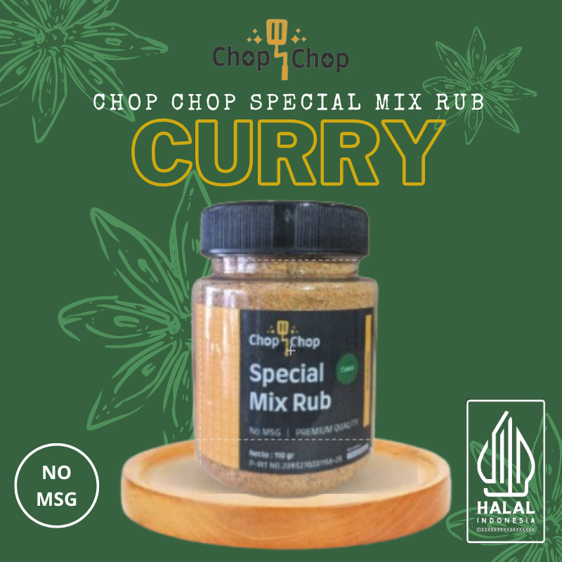 

Chopchop Special Mix Rub Curry Bumbu Marinasi Rendah Kalori bumbu Serbaguna untuk diet 110gr