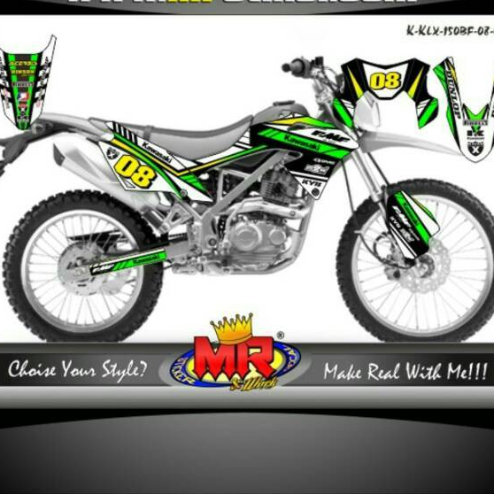 Decal Premium KLX 150 BF hijau putih Stiker Sticker striping KLX 150BF v.1 01 spec A