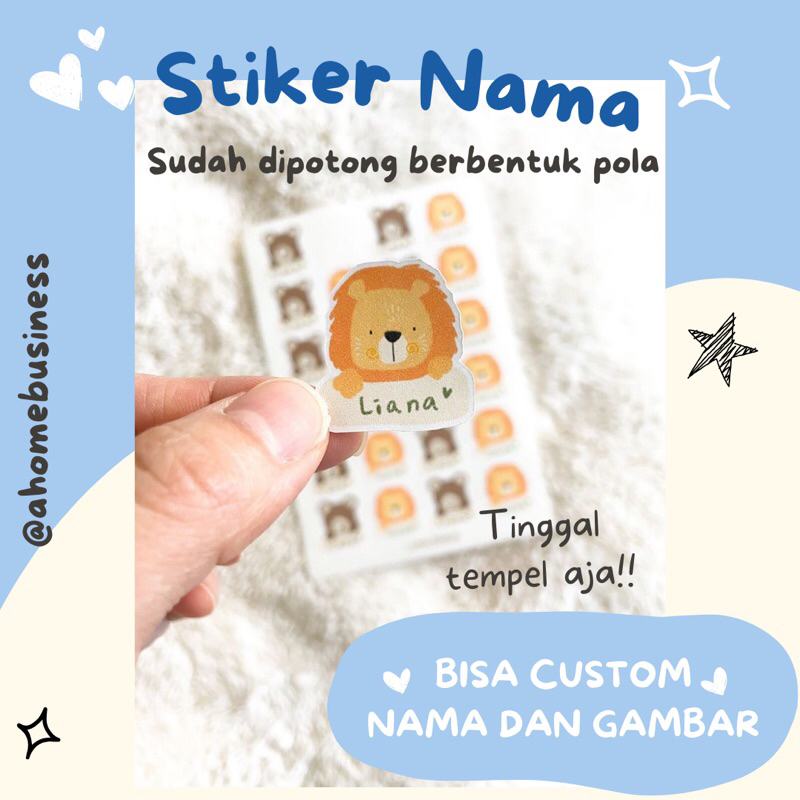

stiker cutting label nama buku pensil custom gambar dan tulisan
