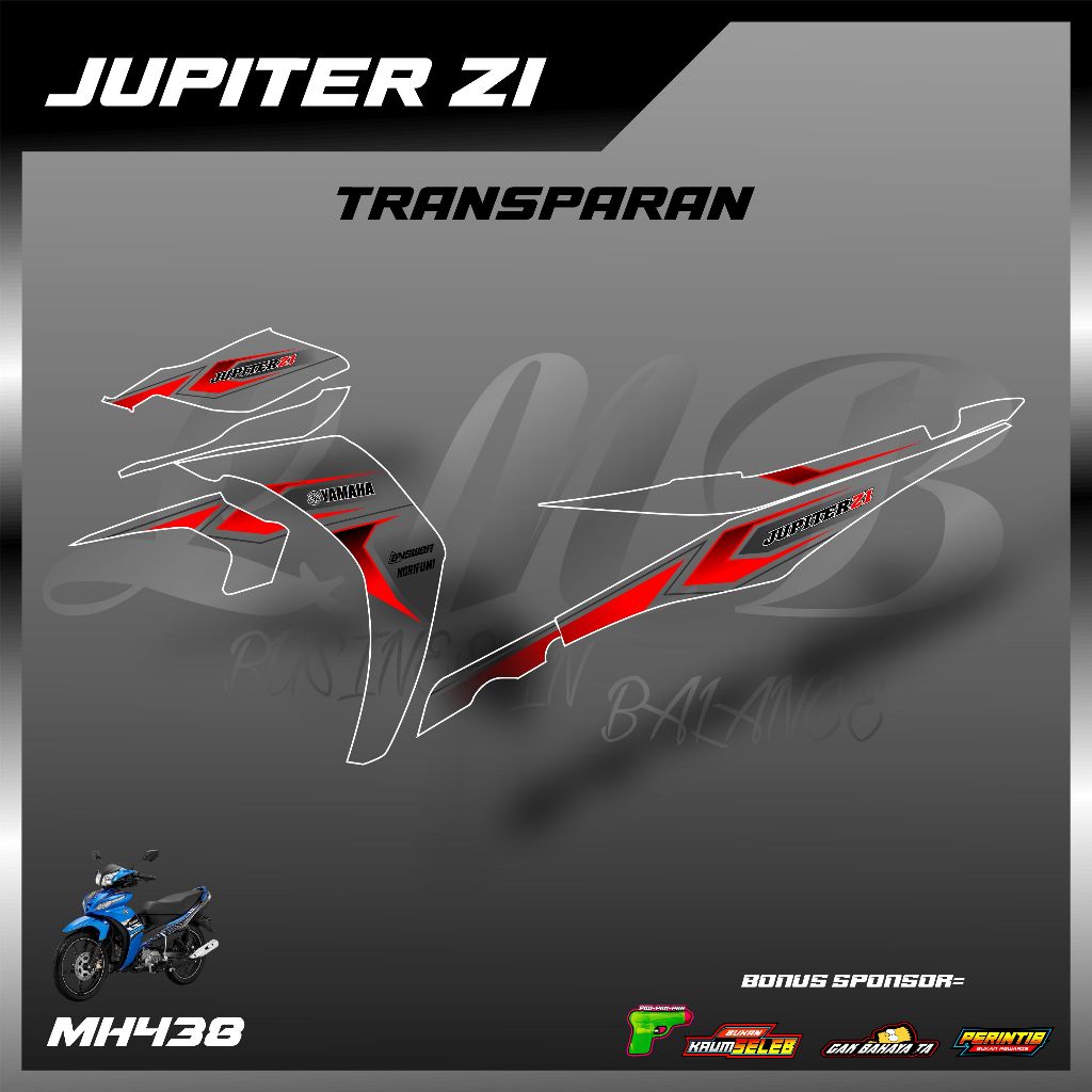 Stiker Transparan Motor Jupiter Z1 (MH438) Desain Terbaru - Striping Transparan Bening Yamaha Jupite