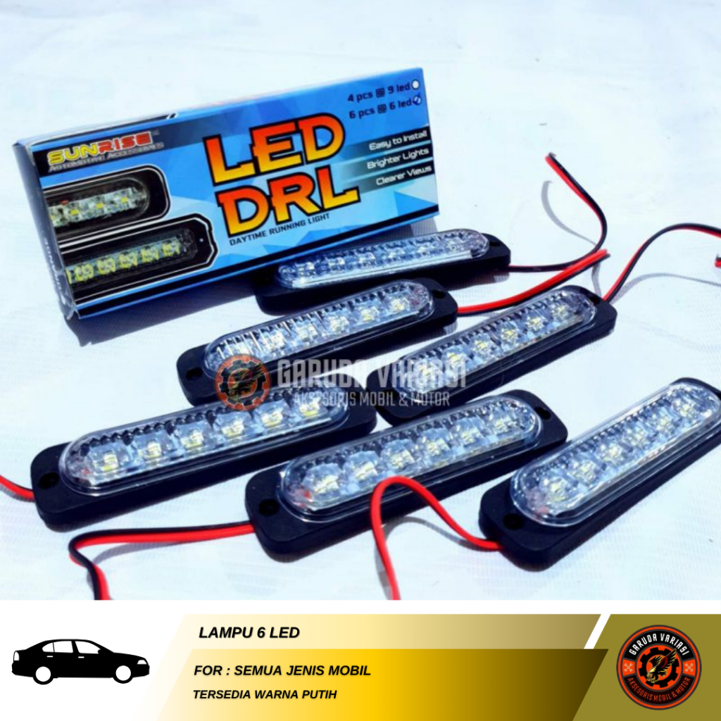 Lampu Tambahan Motor Mobil SR 6 LED Putih Lampu Bumper Bemper Depan Belakang