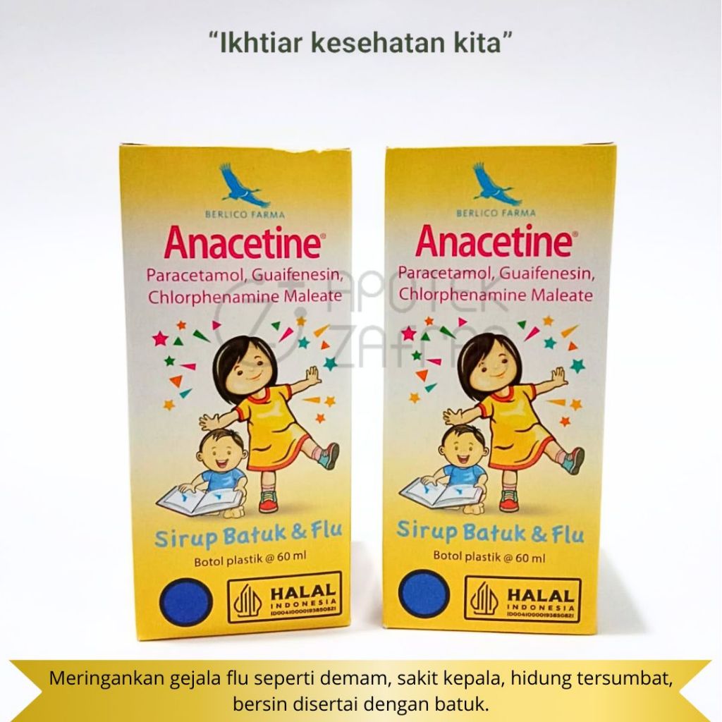 Anacetine Sirup, Obat Batuk, Flu, Demam Anak Dan Bayi