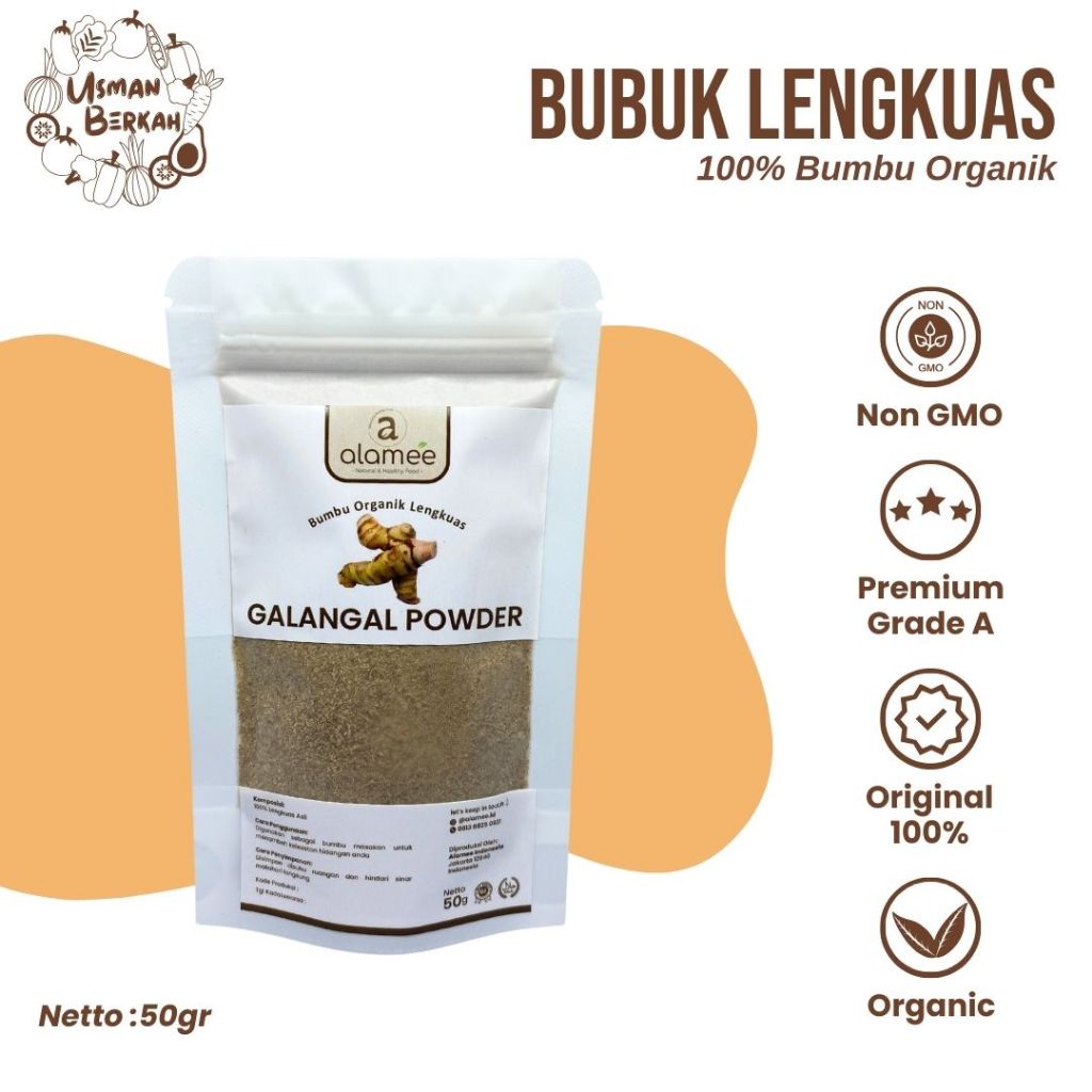 

Lengkuas Bubuk Asli Galangal Powder Rempah Rimpang Murni Asli Tanpa Campuran Bumbu Organik USMAN BERKAH 50gr