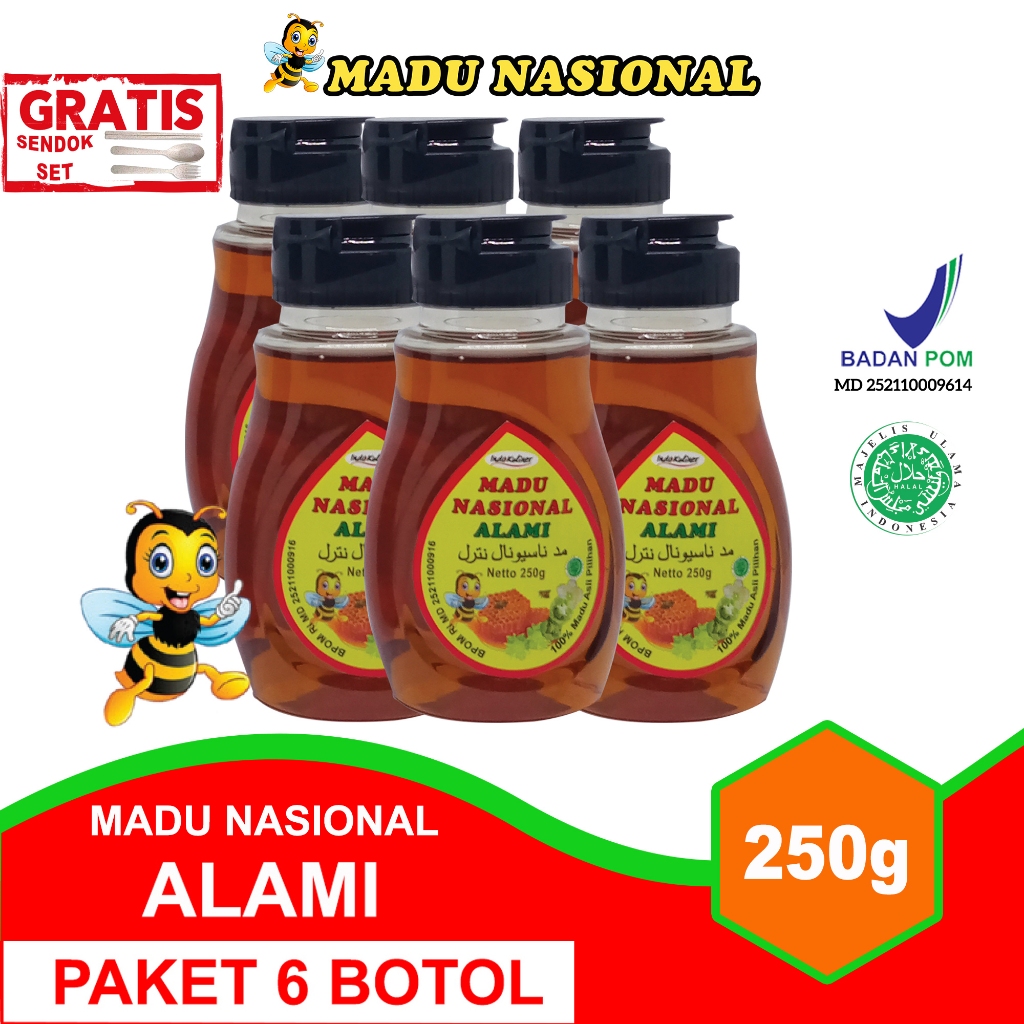 

Madu Nasional Alami 250 Gram ASLI Madu Sidr + Madu Hutan Kalimantan – 6 Botol