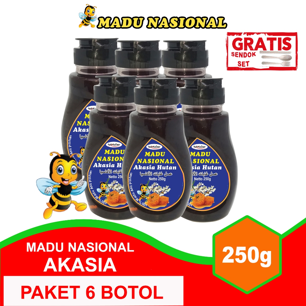 

Madu Nasional Akasia 250gr Extra Propolis Polen Royal Jelly - 6 Botol