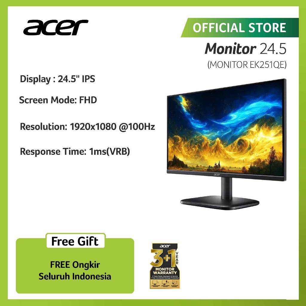 Acer EK251Q_Ebi Monitor 24.5 Inch FHD 100Hz IPS