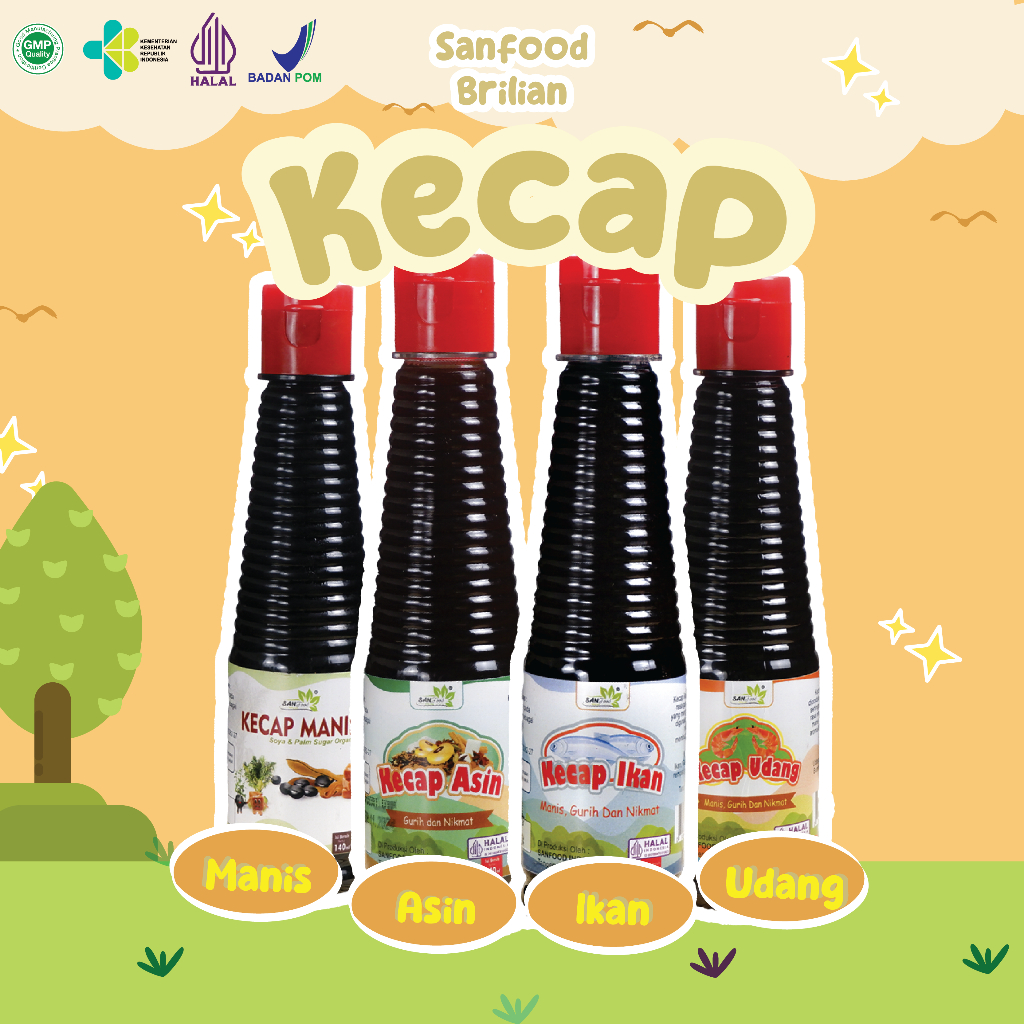 

Sanfood Brilian Kecap dan Saus Tiram Bumbu Masakan non MSG Gula Garam Tanpa Pengawet Bumbu MPASI