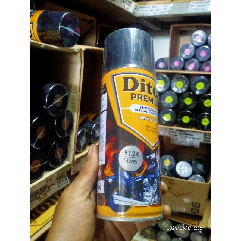 Diton Premium 9124 / SILVER / Cat Velg / Cat Blok Mesin / Cat Body Motor / Cat Semprot Diton