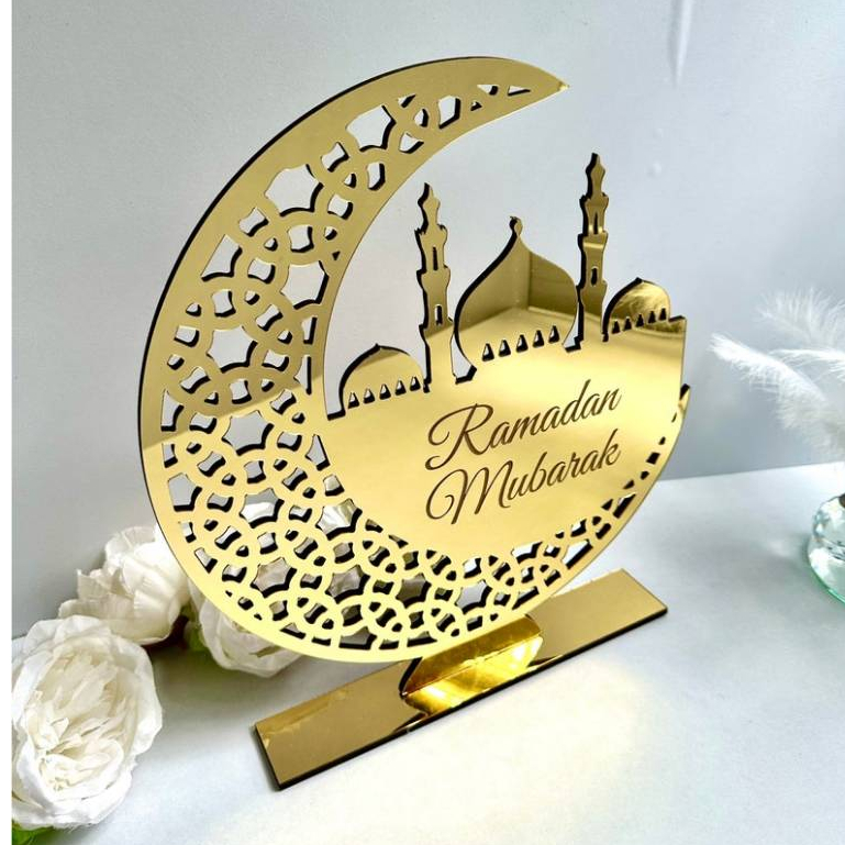 Hiasan Dinding Ramadan Kareem Eid Mubarak cocok untuk di meja||Stand Meja Ramadhan, Tanda Ramadhan M