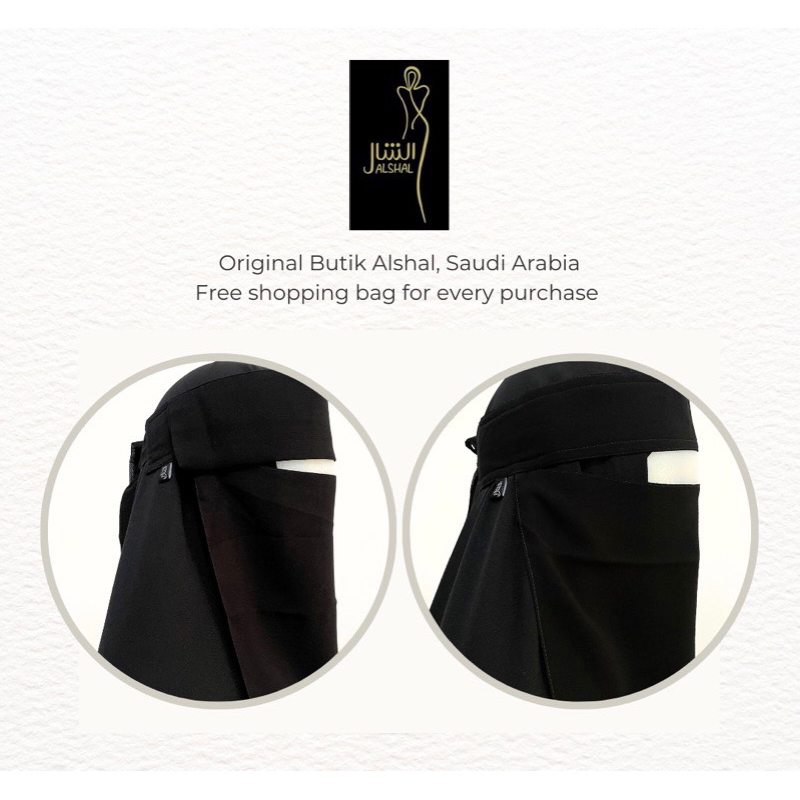 Niqab Alshal 100% Original Butik Saudi Arabia | Niqab Saudi | Cadar Saudi | Abaya Saudi