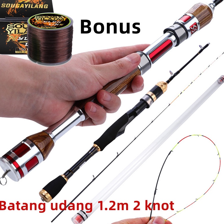 Best Seller Sougayilang joran pancing udang 12m 2 bagian gagang pancing kayu EVA Menangani joran pan