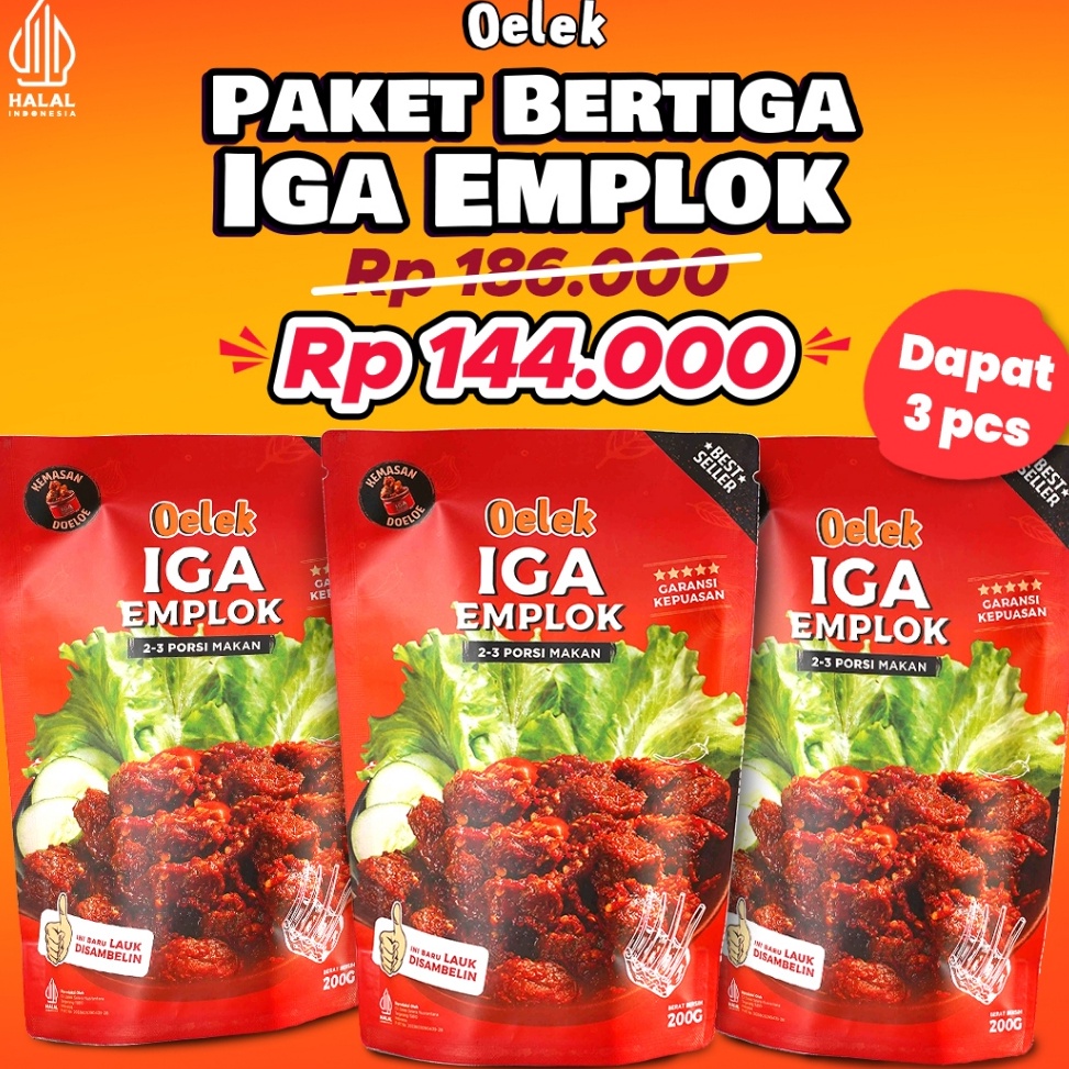 

KTO273 COD NEWPRODUCT Paket Bertiga Iga Emplok Oelek 3 Pack Iga Emplok Iga Mercon Iga Sambal Oseng Iga