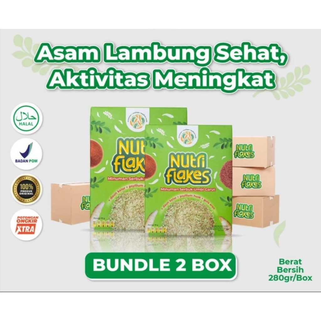 

NUTRIFLAKES - PAKET 2 BOX SEREAL UMBI GARUT MAAG MINGGAT LAMBUNG SEHAT
