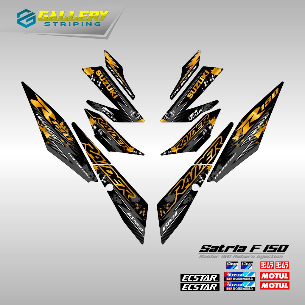 Striping Satria Fu F 150 Fi Motif 1 Stiker Satria Fu F 150 Fi Led Raider Sticker Suzuki Satria Stock