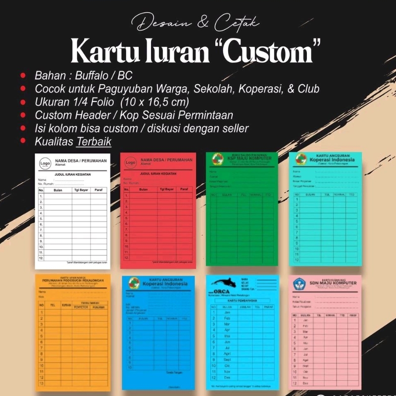 

Cetak Kartu Iuran / Iuran SPP / Iuran Warga / Iuran Sampah "Custom" Kualitas Terbaik