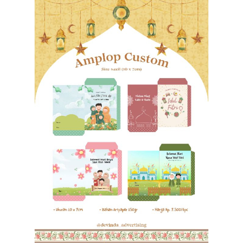 

Amplop Lebaran Custom Size kecil / uang lipa jadi 2 / bisa tambah foto