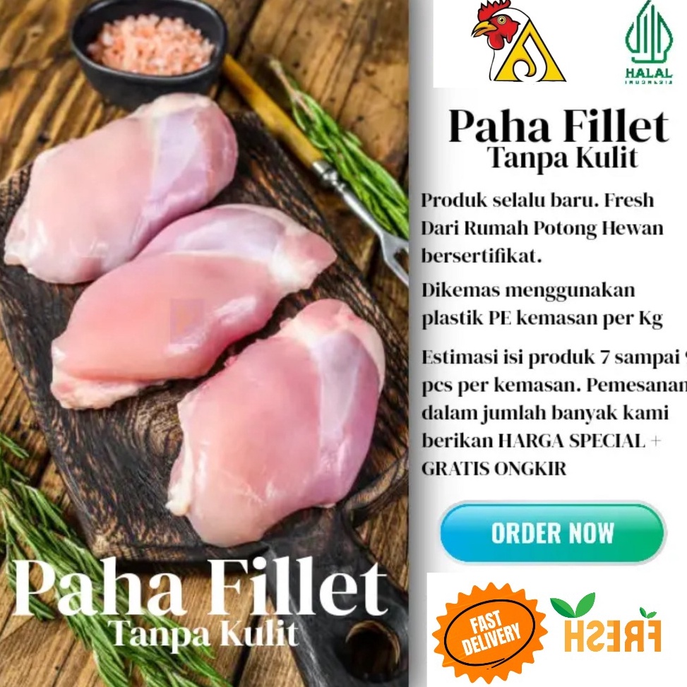 

VGO344 D2289 Daging Ayam Paha Fillet Boneless Tanpa Kulit