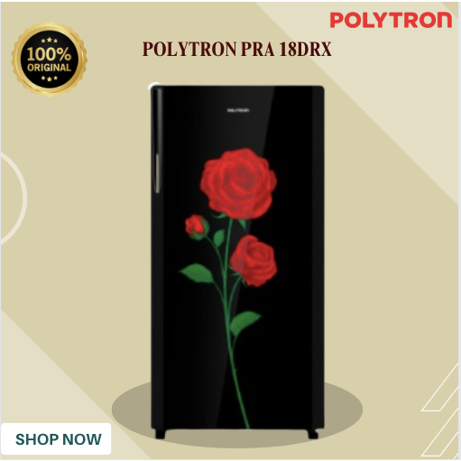Polytron Kulkas 1 Pintu Belleza Varia 18 DRX 180L Hitam Tempered Glass