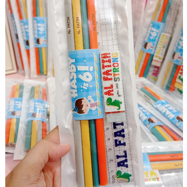 

Goodie bag pencil, ruler & eraser - souvenir ulang tahun anak custom hampers ultah