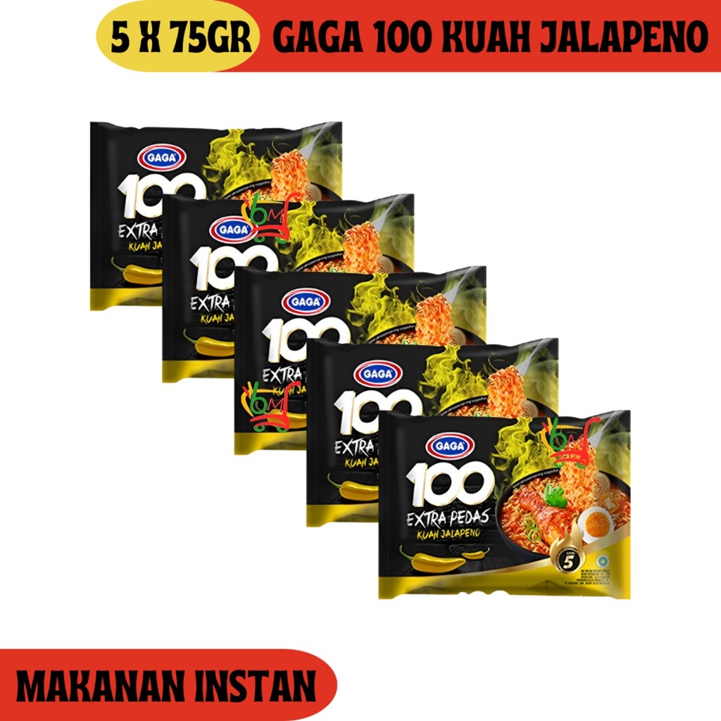 

5PCS Gaga Kuah Jalapeno Mie Instan Extra Pedas