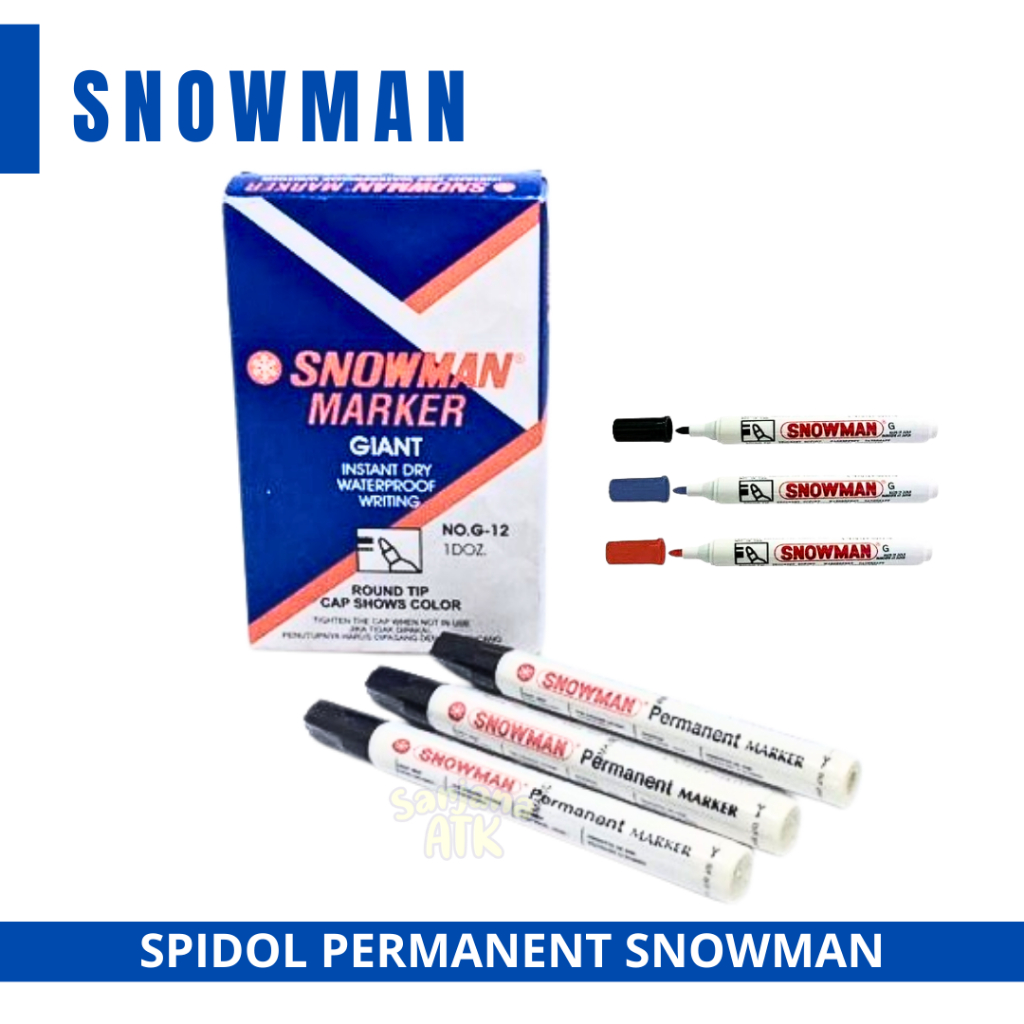 

Spidol Snowman Permanen G12 Original Hitam Biru Merah