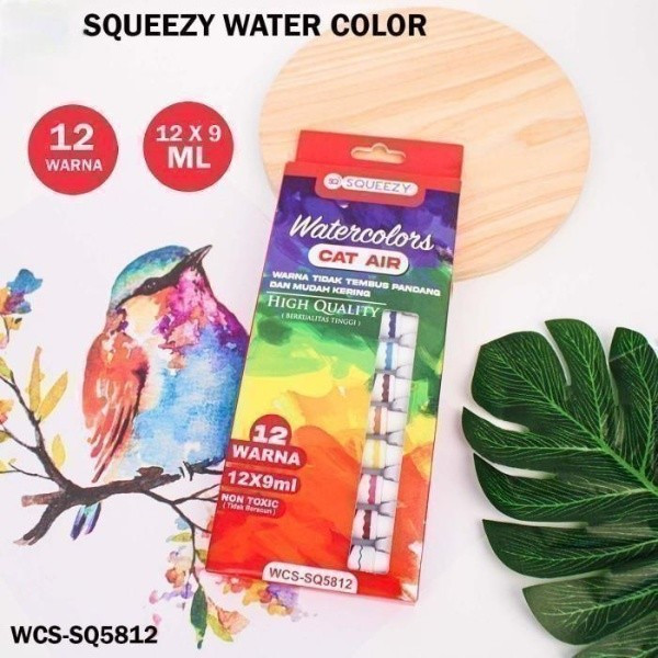 

Cat Air Set SQUEEZY 12 Warna 9ml/Water Color Set SQ5812 9ml/Cat Lukis