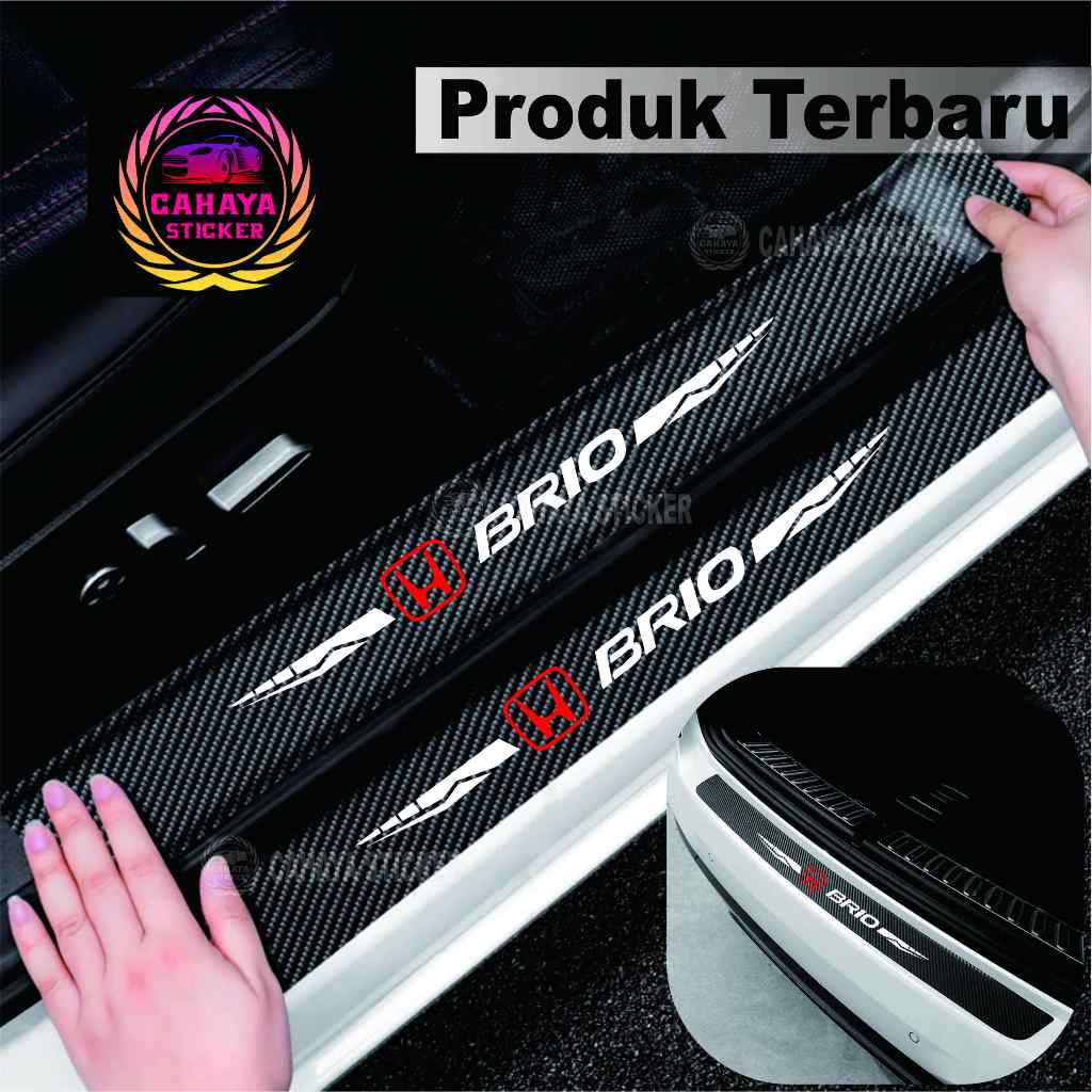 5 PCS sticker mobil brio sticker sill plate carbon 3D mobil honda brio sticker carbon brio 3D pijaka
