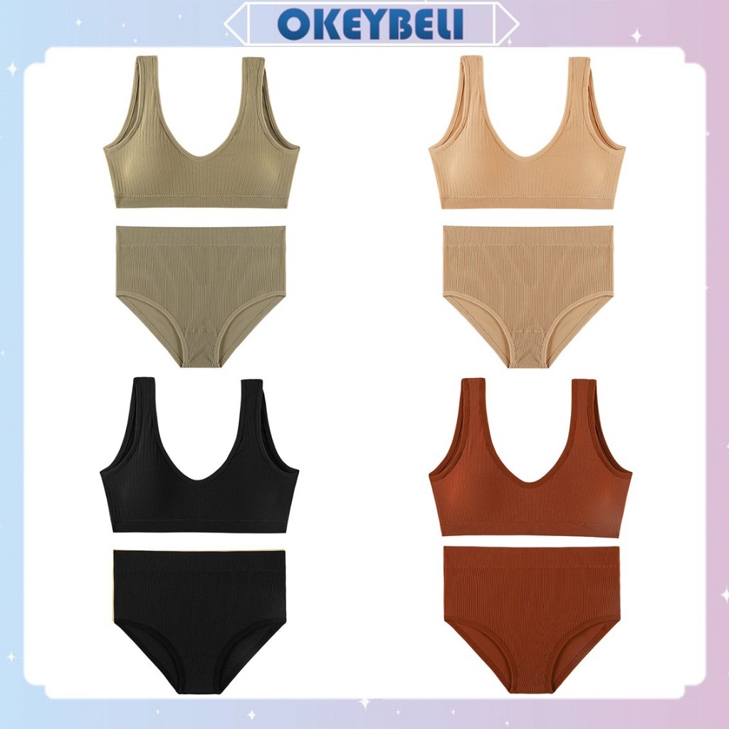 •OKEY BELI•BS962 Bra Set Bralette Wanita Sexy Bahan Lace Set Pakaian Dalam Sport
