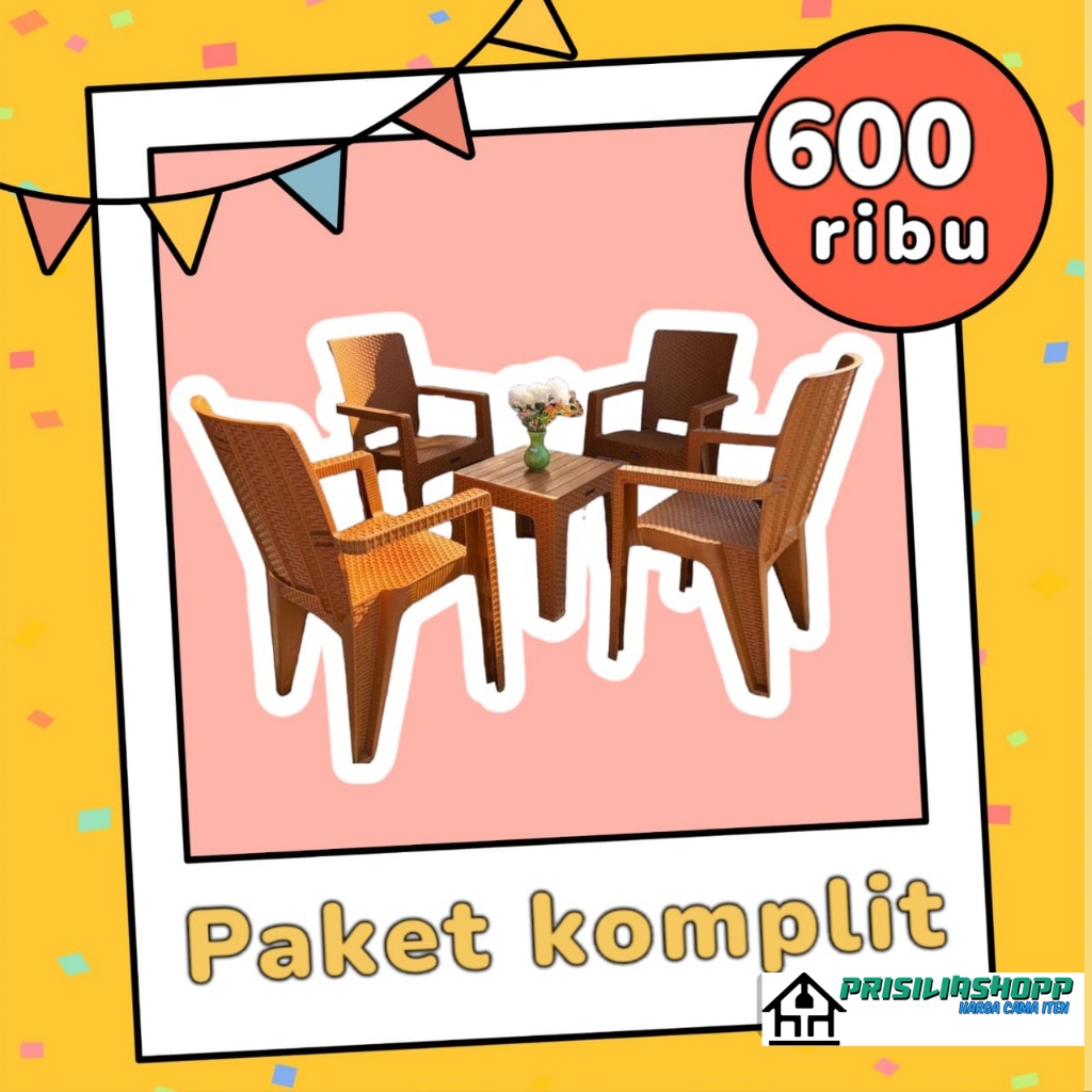 KURSI ROTAN SET + MEJA