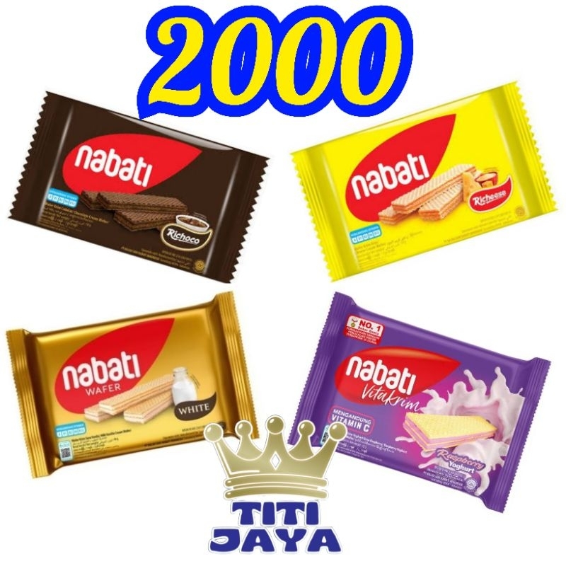 

WAFER NABATI 2000 49GR VANILA KEJU COKLAT RASBERRY YOGURT KECIL SNACK JAJAN ANAK GROSIR TERMURAH