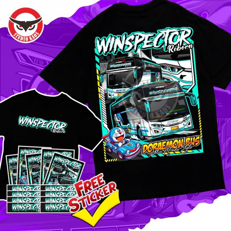 (FREE STICKER + GANCI) KAOS BUS QQ TRANS WINSPECTOR COTTON COMBED 24S