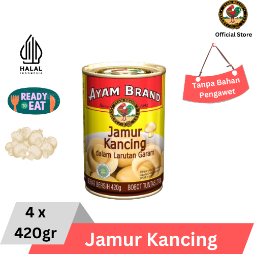 

Ayam Brand - Jamur Kaleng Kancing Air Garam Mushroom 4 pcs 420gr