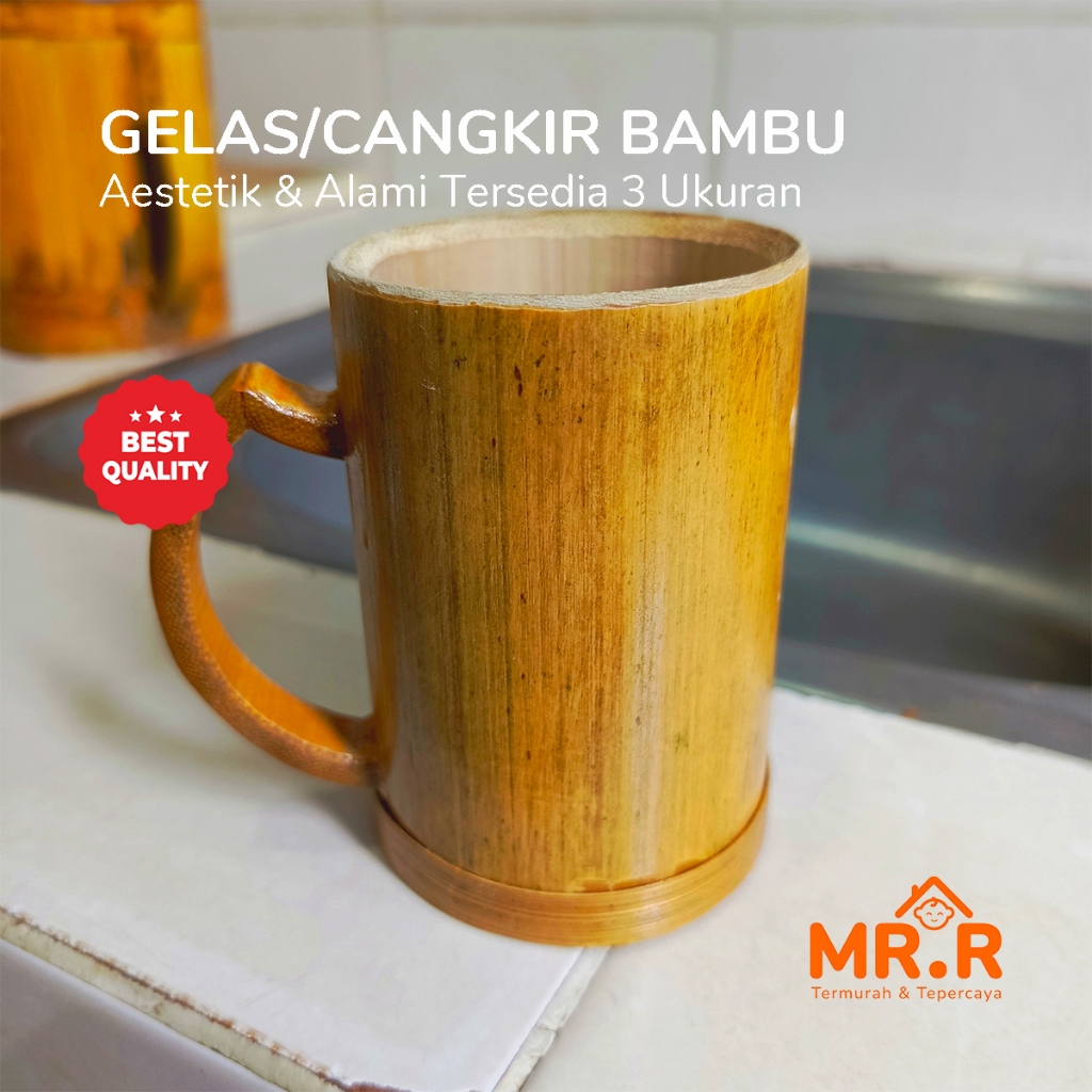 Cangkir Mug Bambu Asli Kerajinan Bambu Gelas Unik Gelas Kopi Aesthetic Cafe Bamboo Jadul Natural Gel