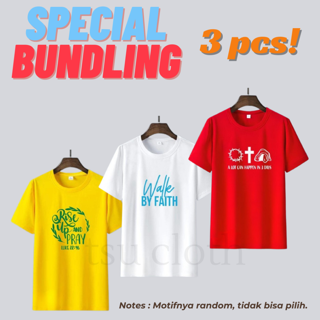 PAKET BUNDLING 3 PCS KAOS ROHANI / BAJU ROHANI KRISTEN / KAOS ROHANI KATOLIK