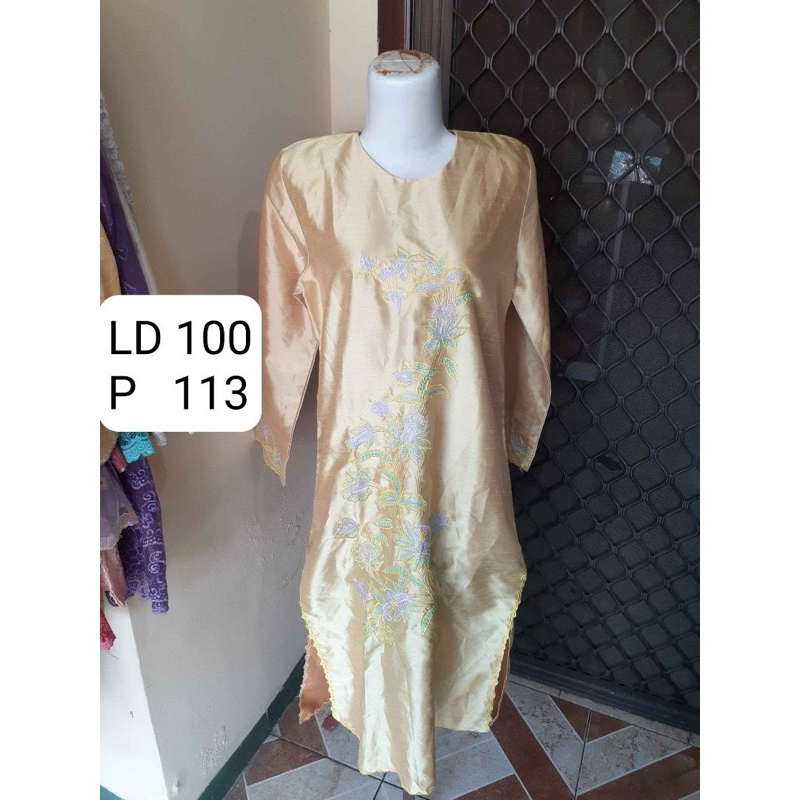 Atasan Tunik Wanita Gold Bordir Floral Baju Muslimah - preloved