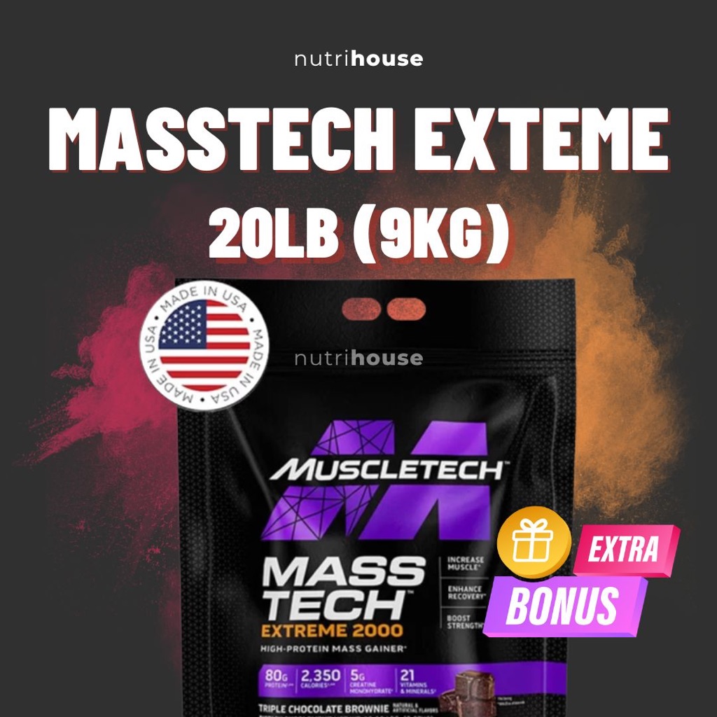 Muscletech Masstech Extreme 2000 20lbs and 12lbs Gainer Mass Tech Extreme Nutrihouse Nutri House