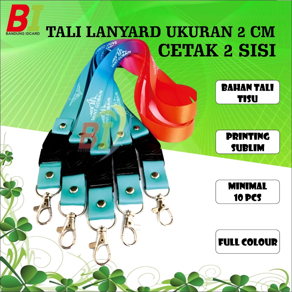 

TALI LANYARD ID CARD CUSTOM 2 CM 2 SISI FULL COLOR PRINTING SUBLIM