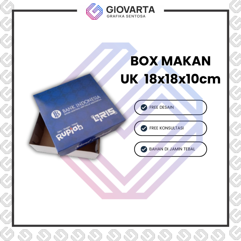 Box Makanan / Paper Box / Lunch Box Paper Custom Desain Ukuran 18x18x10