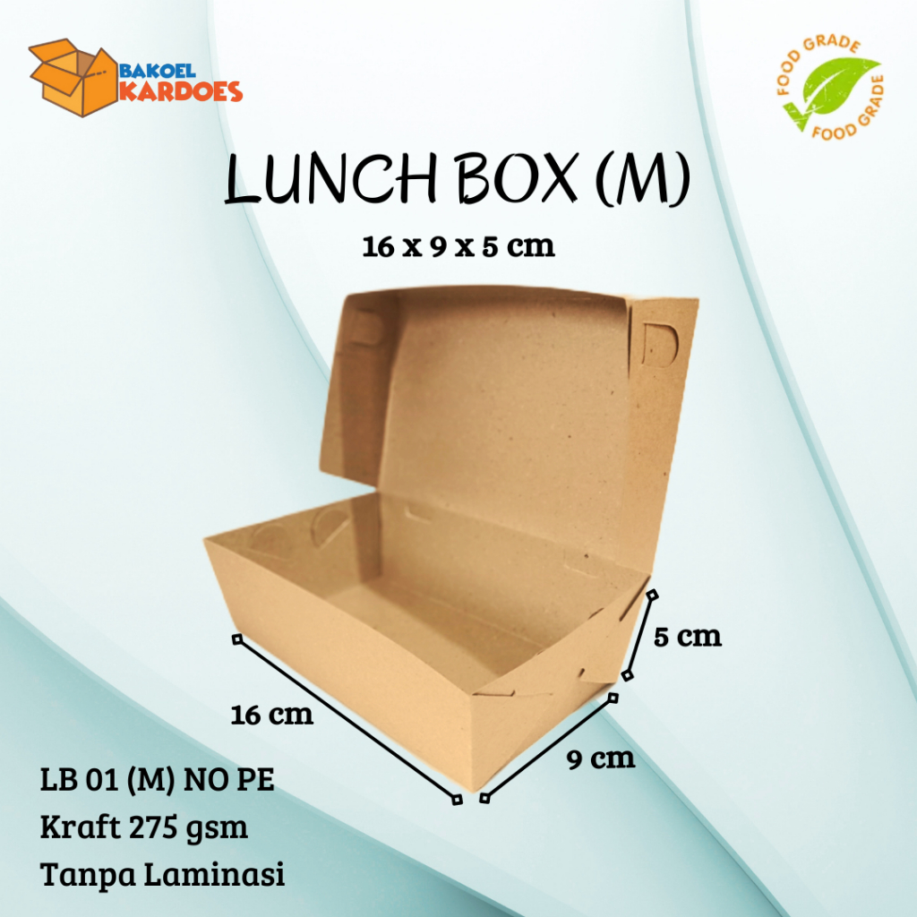 

Lunch Box M LB 01 NO PE Uk. 16x9x5 tanpa laminasi
