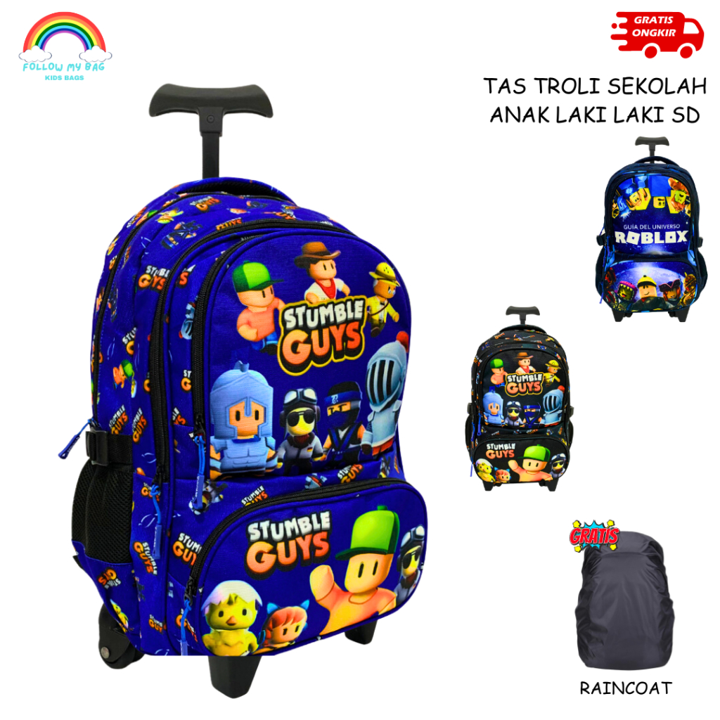 FMB Troli Sekolah Anak Laki Laki SD Karakter Stumble Guys Tas Koper Anak Cowok Keren Terbaru  1827